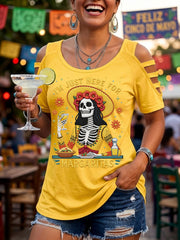 Women's Funny I'm Just Here For The Margaritas Print Casual Top