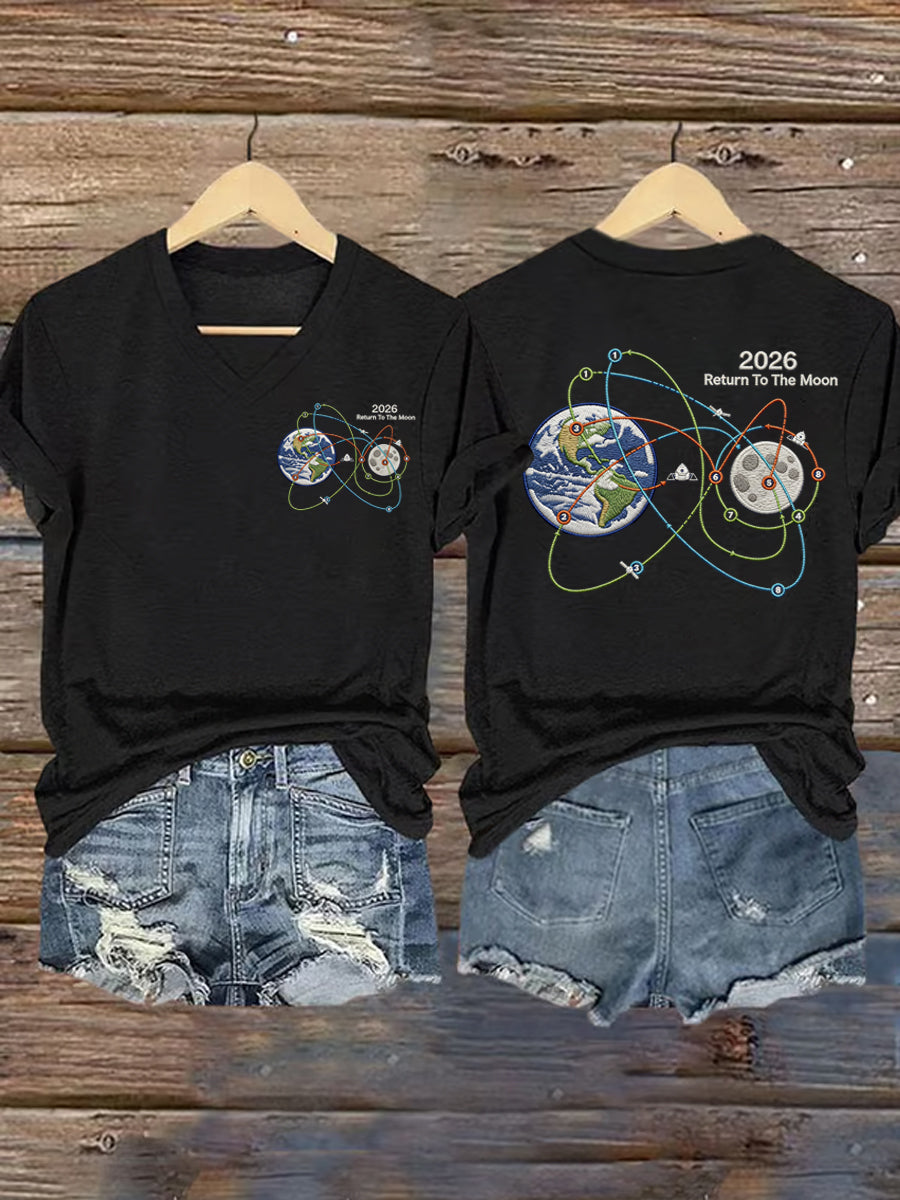 Women's 2026 Rocket Moon Launch Mission V-Neck Tee