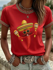 Women's Cinco de Mayo Print Casual T-Shirt