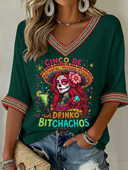 Women's Cinco de Mayo Print Casual T-Shirt