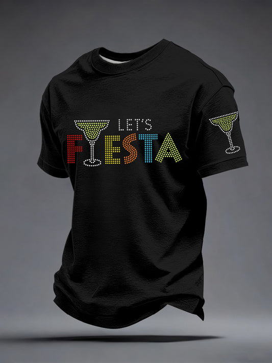 Men's Cinco de Mayo Rhinestone Pattern T-Shirt