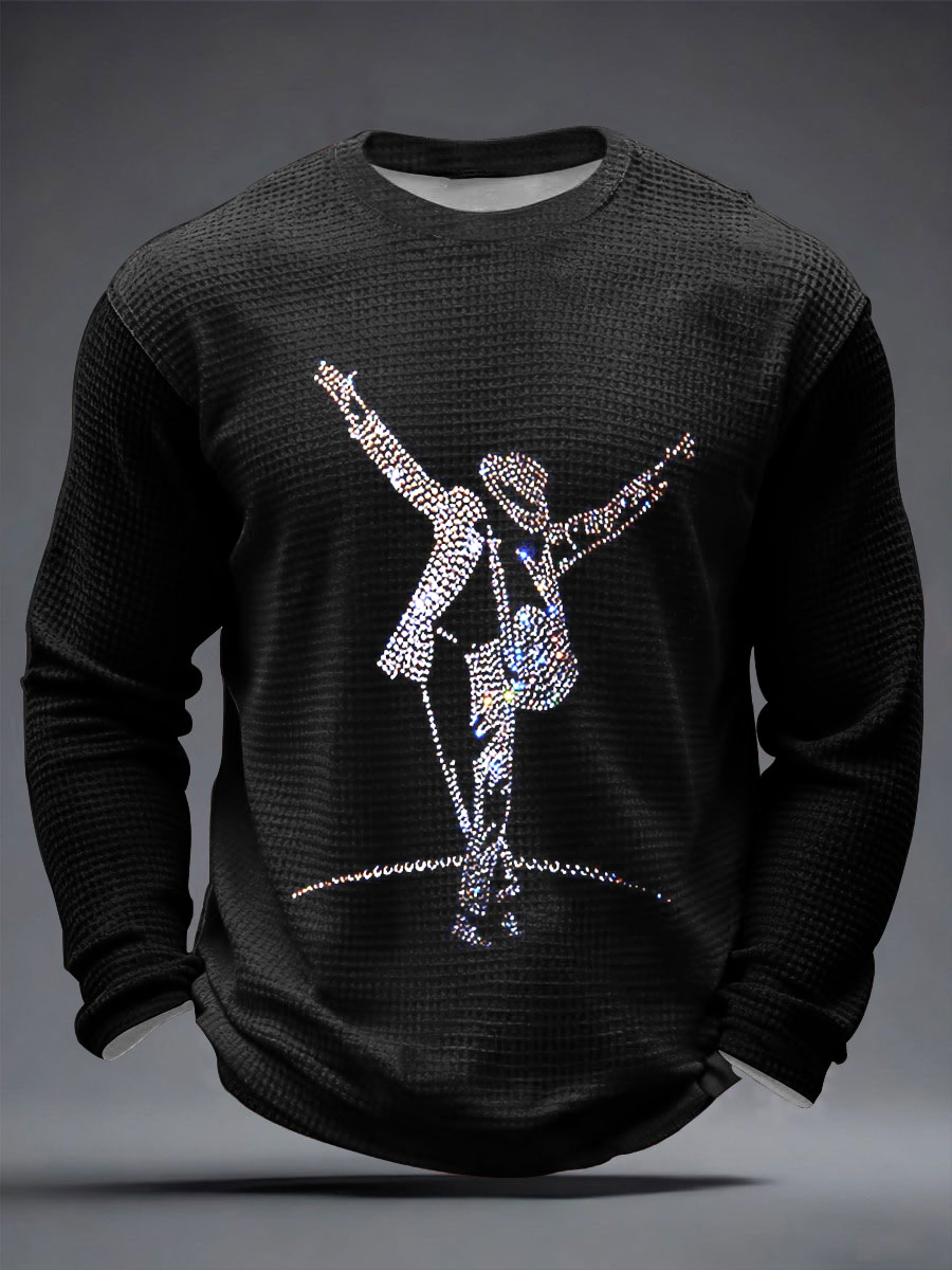 Men's Pop Music Figure Waffle Long Sleeve T-Shirt