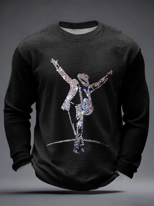 Men's Pop Music Figure Waffle Long Sleeve T-Shirt