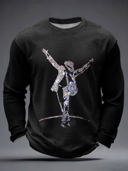 Men's Pop Music Figure Waffle Long Sleeve T-Shirt