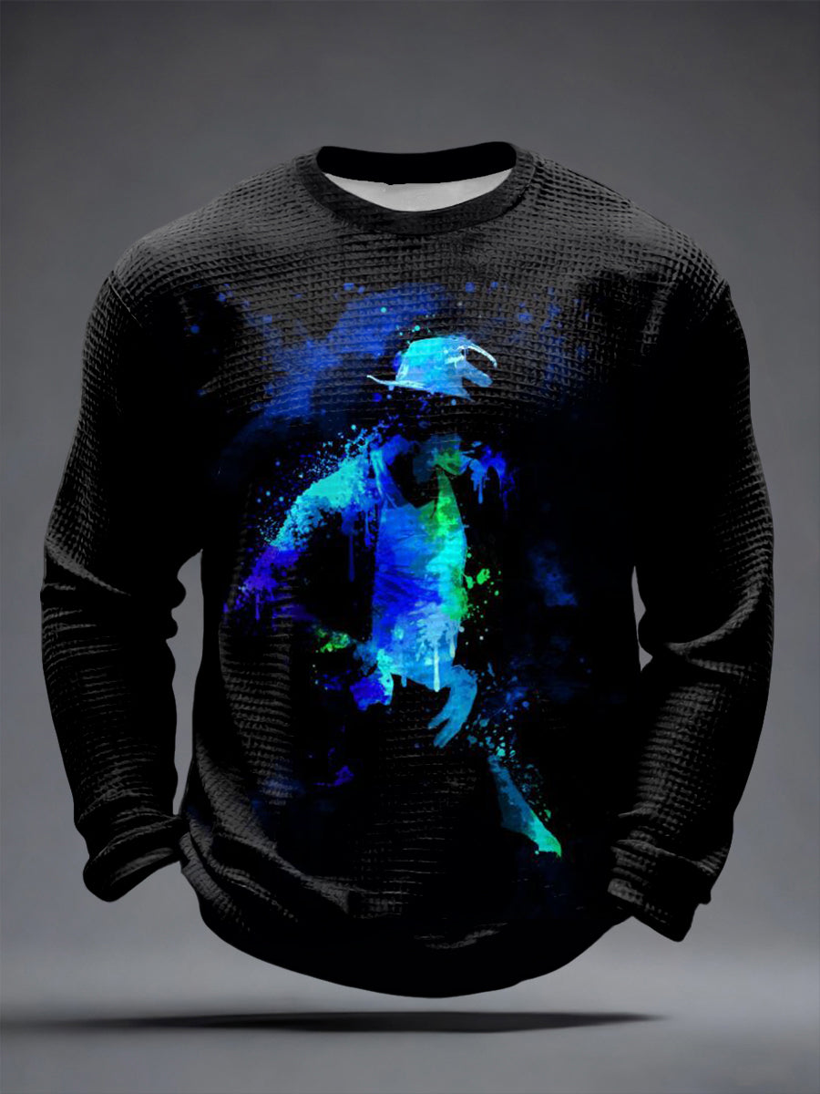 Men's Pop Music Inspired Waffle Long Sleeve T-Shirt