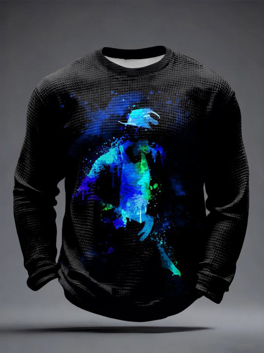 Men's Pop Music Inspired Waffle Long Sleeve T-Shirt