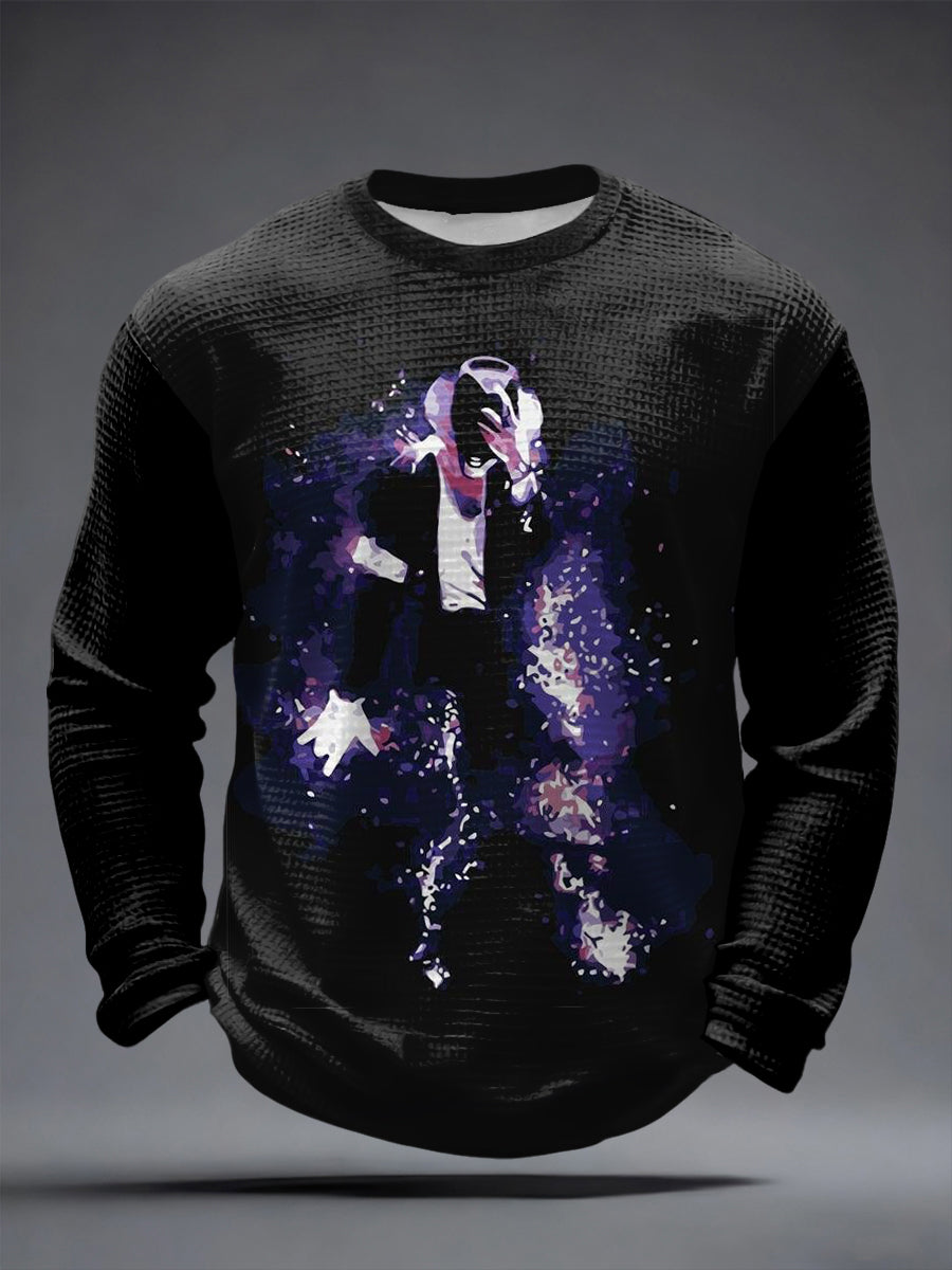 Men's Pop Music Inspired Waffle Long Sleeve T-Shirt