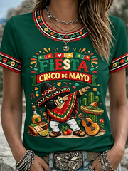 Women's Mexican Cinco de Mayo Printed short-sleeved T-shirt