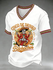 Men's Cinco De Mayo Print Short-Sleeve V-neck T-shirt