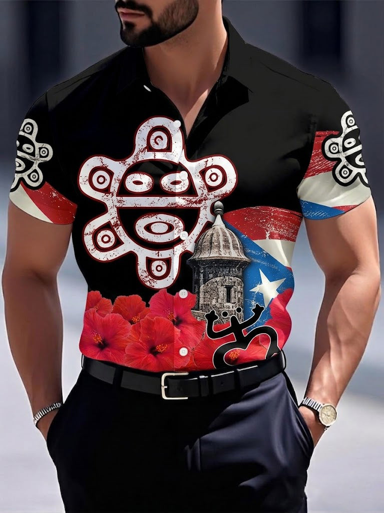 Men's Puerto Rico Printed Short Sleeve Shirt