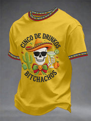 Men's Funny Cinco De Mayo Bitchachos Skull Print Tee
