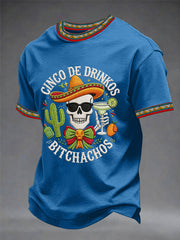 Men's Funny Cinco De Mayo Bitchachos Skull Print Tee