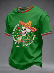 Men's Funny Cinco De Mayo Bitchachos Skull Print Tee