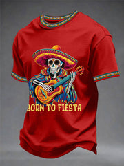 Men's Born To Fiesta Skeleton Print Casual Tee