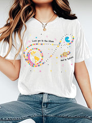 Women's  Love You To The Moon And To Saturn Artemis II Mission Print Casual Tee