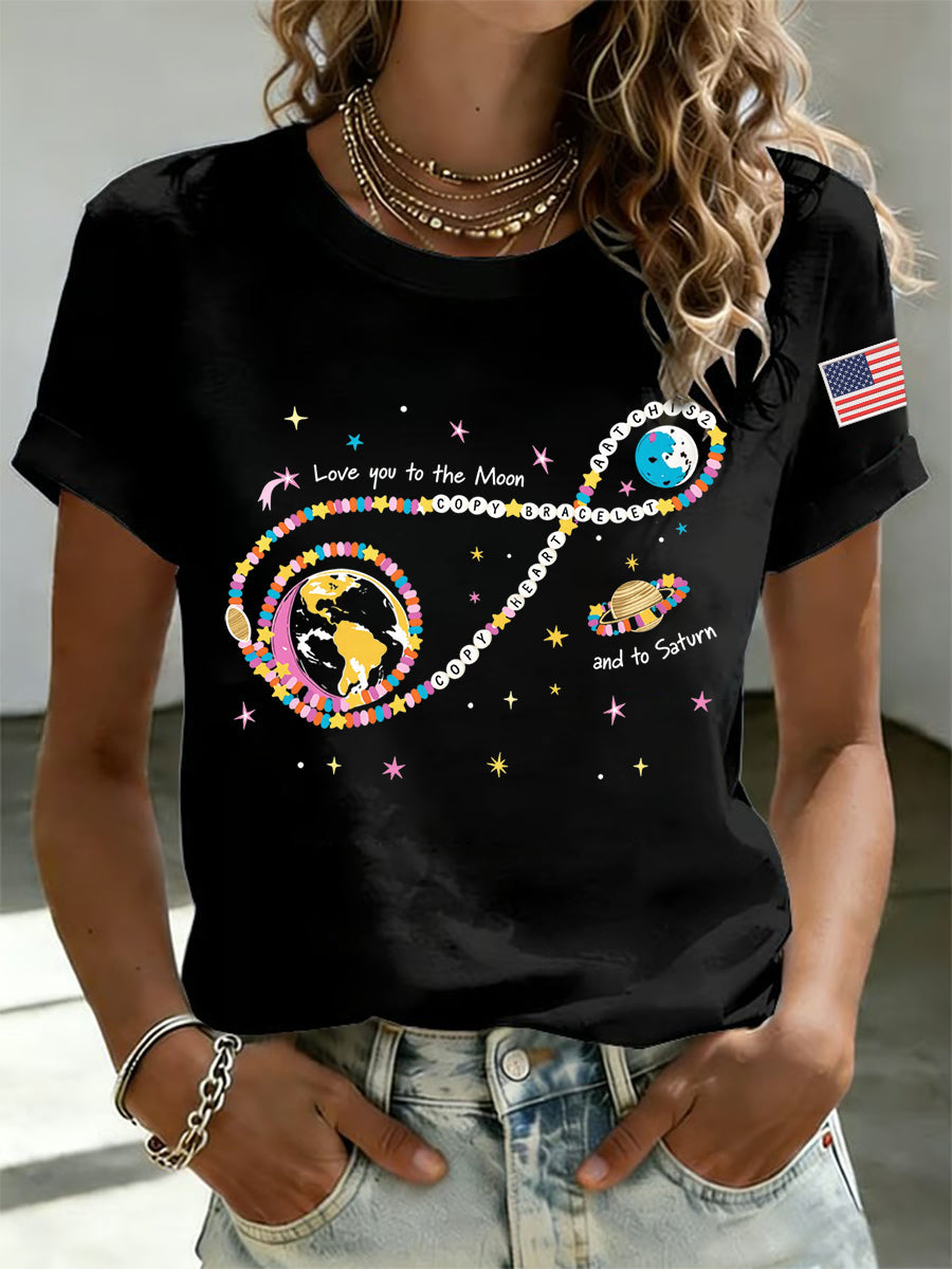 Women's Love You To The Moon And To Saturn Artemis II 2026 Print Casual Tee