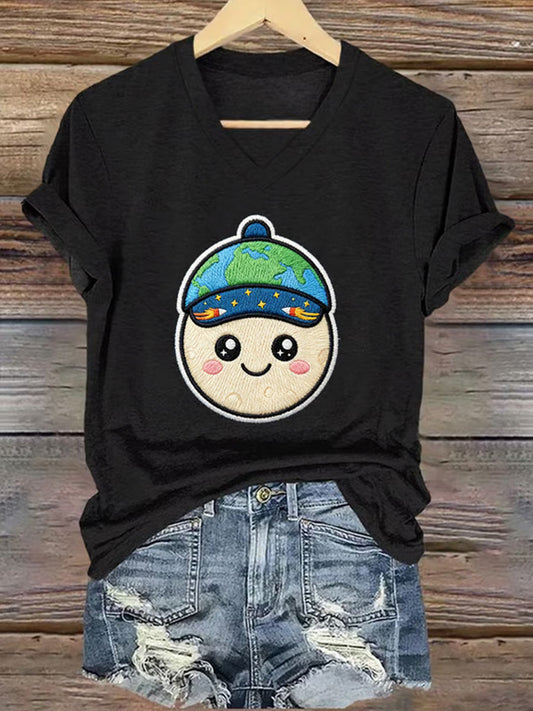 Women's Artemis II 2026 Print Casual V-Neck Tee