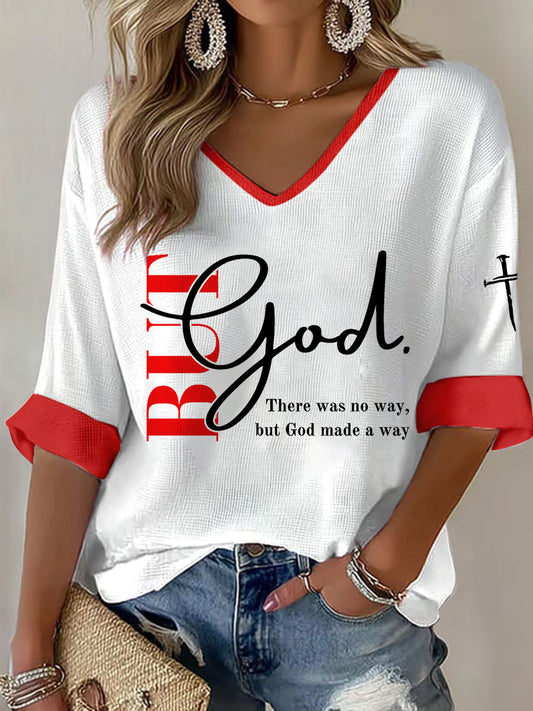 Women's "But God" Printed Casual T-Shirt