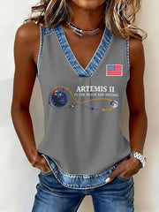 Women's Artemis II 2026 Print Print V-Neck Tee