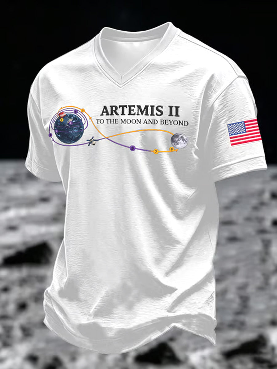 Men's Artemis II 2026 Print V-neck Tee