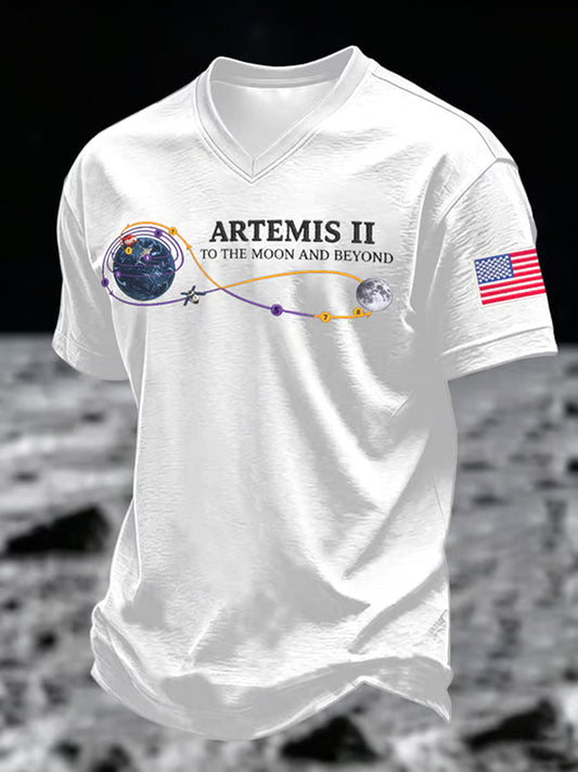 Men's Artemis II 2026 Print V-neck Tee