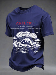 Men's Artemis II 2026 For All Humanity Print Casual Tee