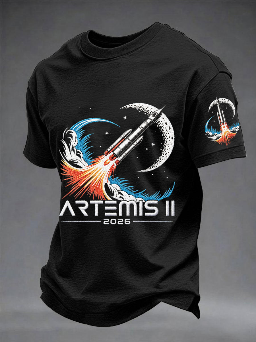 Men's Artemis II 2026 Return To The Moon For All Humanity Print Casual Tee