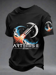 Men's Artemis II 2026 Return To The Moon For All Humanity Print Casual Tee