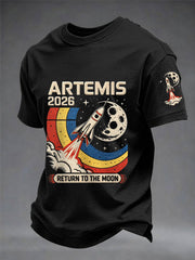 Men's Artemis II 2026 Return To The Moon For All Humanity Print Casual Tee