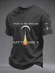 Men's Artemis II 2026 Return To The Moon For All Humanity Print Casual Tee