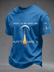 Men's Artemis II 2026 Return To The Moon For All Humanity Print Casual Tee