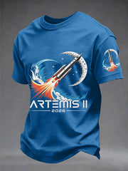 Men's Artemis II 2026 Return To The Moon For All Humanity Print Casual Tee