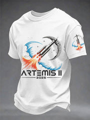 Men's Artemis II 2026 Return To The Moon For All Humanity Print Casual Tee