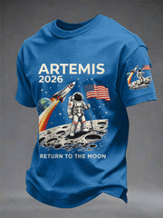 Men's Artemis II 2026 Return To The Moon For All Humanity Print Casual Tee