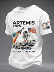 Men's Artemis II 2026 Return To The Moon For All Humanity Print Casual Tee