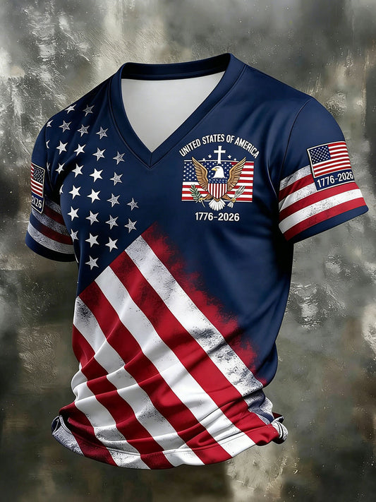 Men's Clothing United States Of America 1776-2026 V-Neck T-Shirts