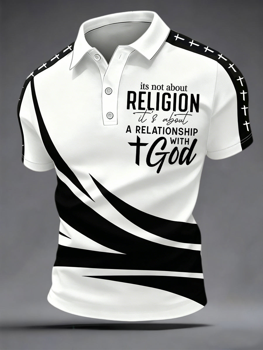 Men's Christian Cross Print Casual Polo