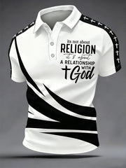 Men's Christian Cross Print Casual Polo