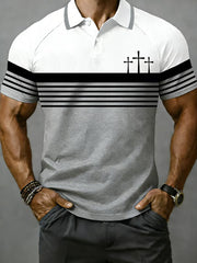 Men's Christian Cross Print Casual Polo