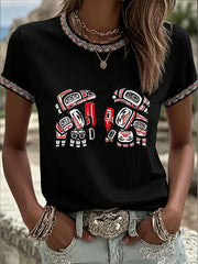 Women's Indigenous Totem Art Casual T-shirt