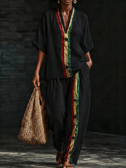 Women's Black Pride Juneteeth Art Printed Linen Sets