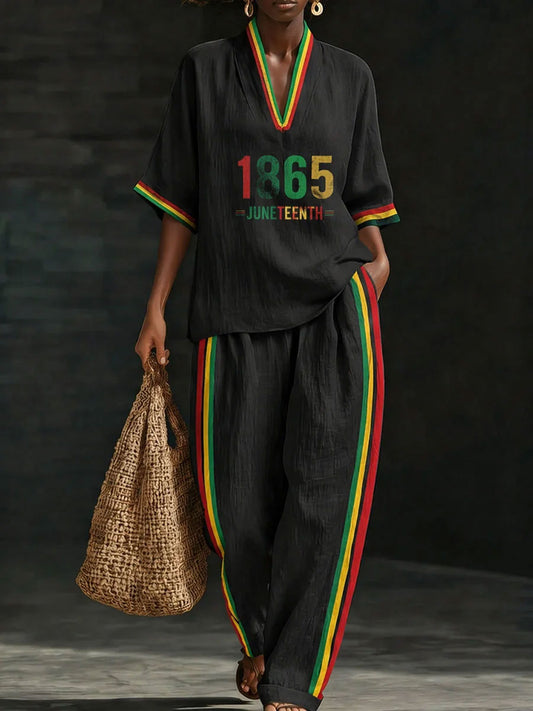 Women's Black Pride Juneteeth Art Printed Linen Sets