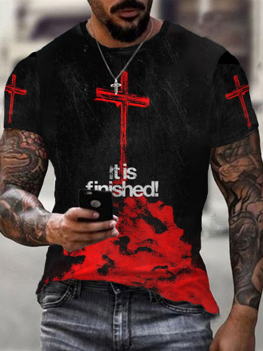Men's Christian Cross O-neck Short Sleeve T-shirt