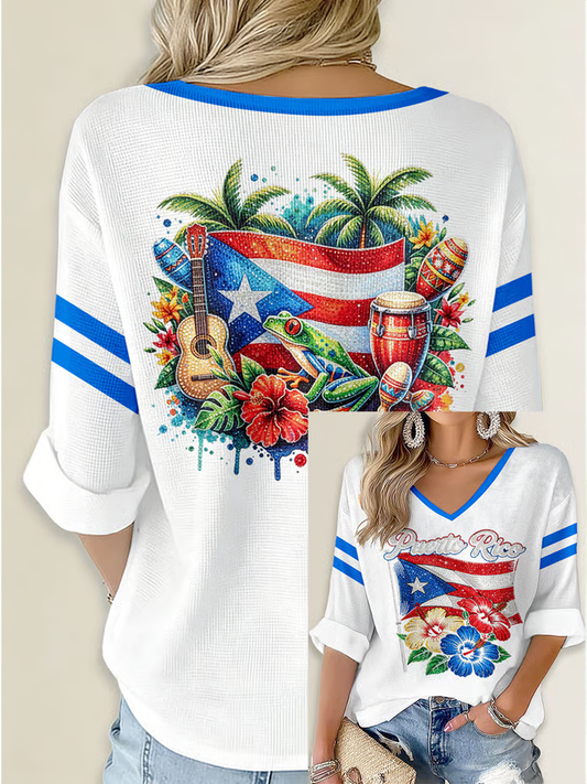 Women's Puerto Rico Printed Waffle T-shirt