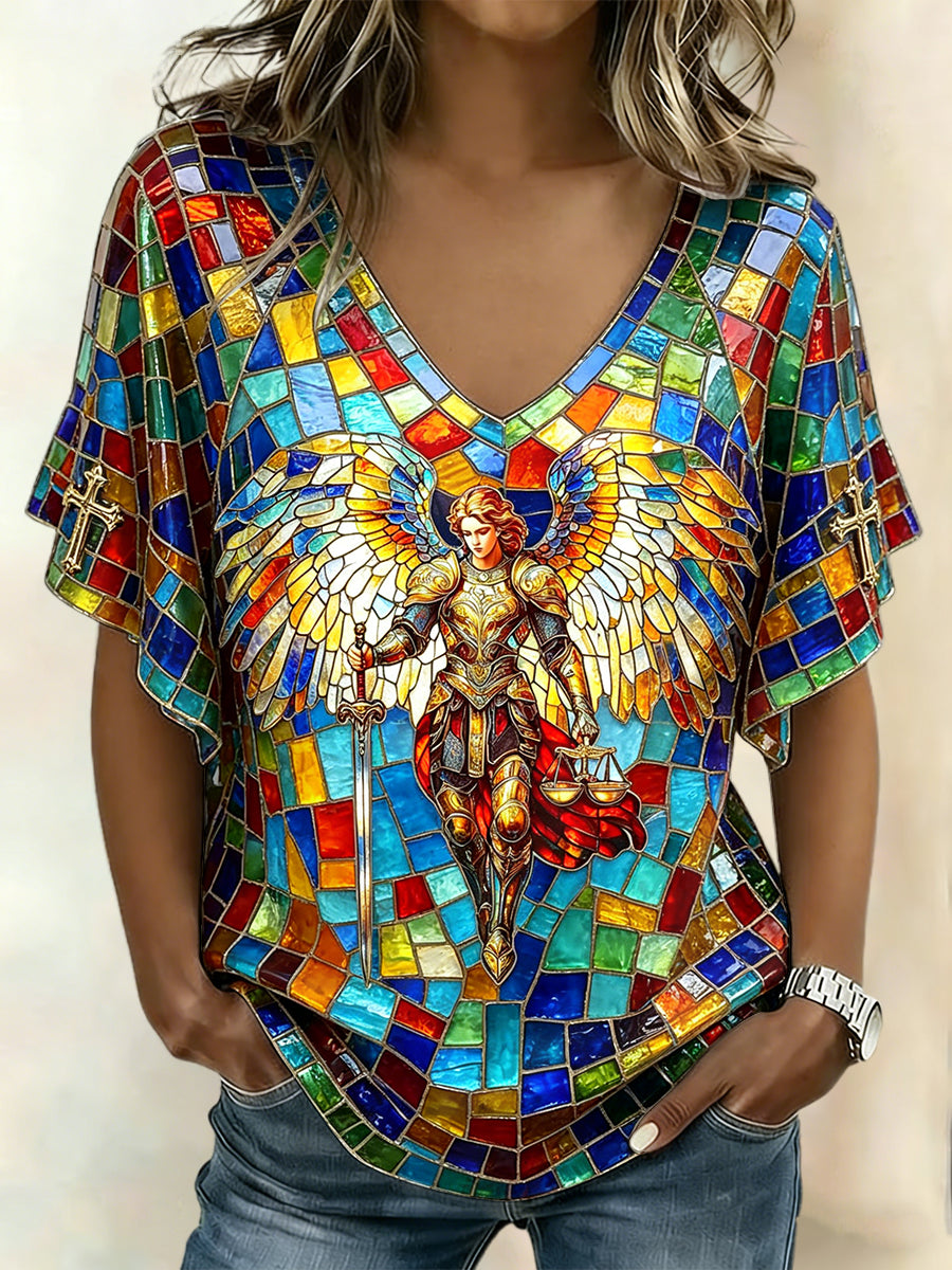 Women's Faith Saint Micheal Printed T-Shirt