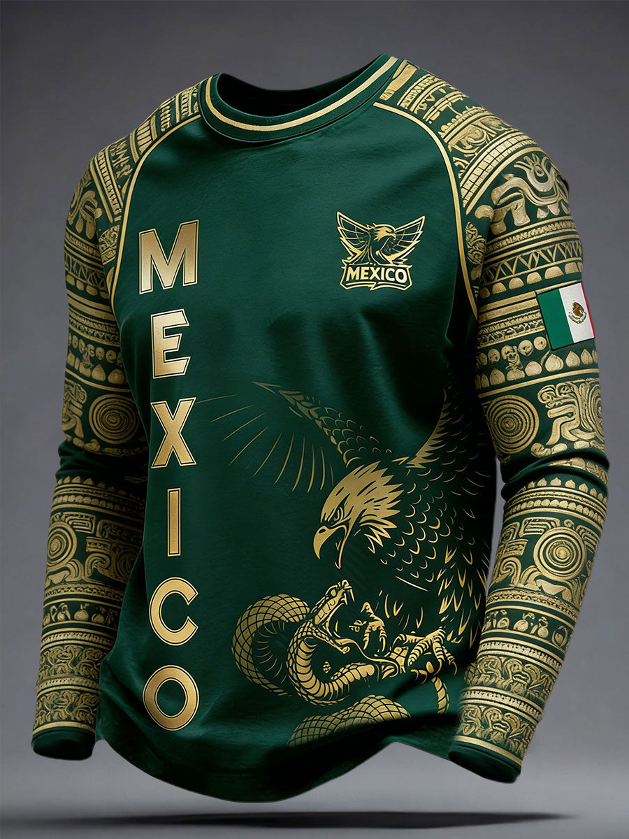 Men's Mexico Football Lover Printed Casual Tops