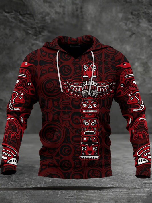 Men's Indigenous Print Casual Hoodie