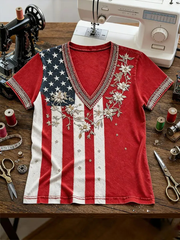 Women's American Flowers Short-sleeved T-shirt