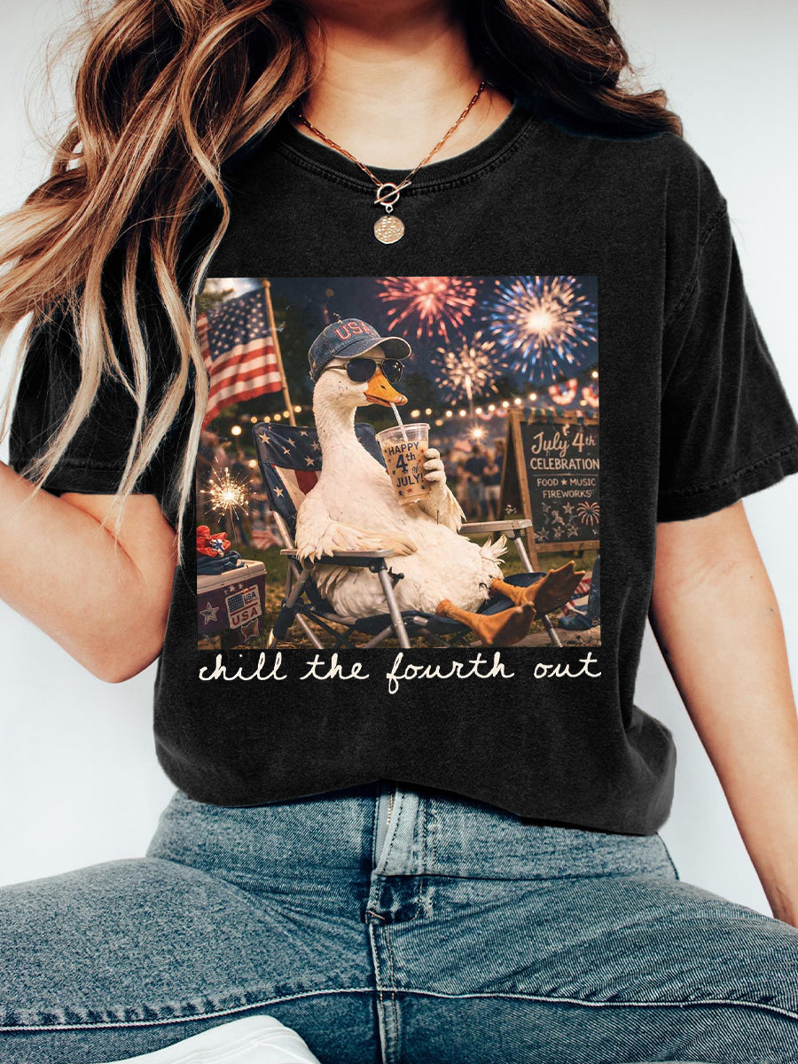 Women's Chill The Fourth Out Print Washed T-Shirt