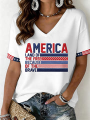 Women's Land Of The Free Because Of The Brave T-Shirt